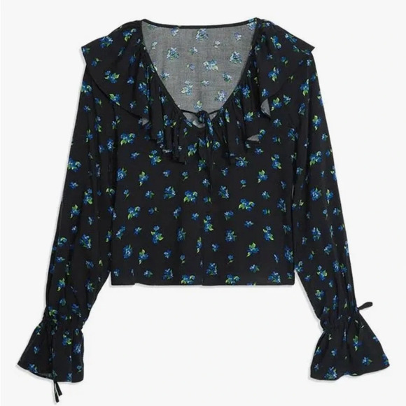 WeWoreWhat Floral Ruffle Long Sleeve Blouse Top Size Small - Picture 4 of 4